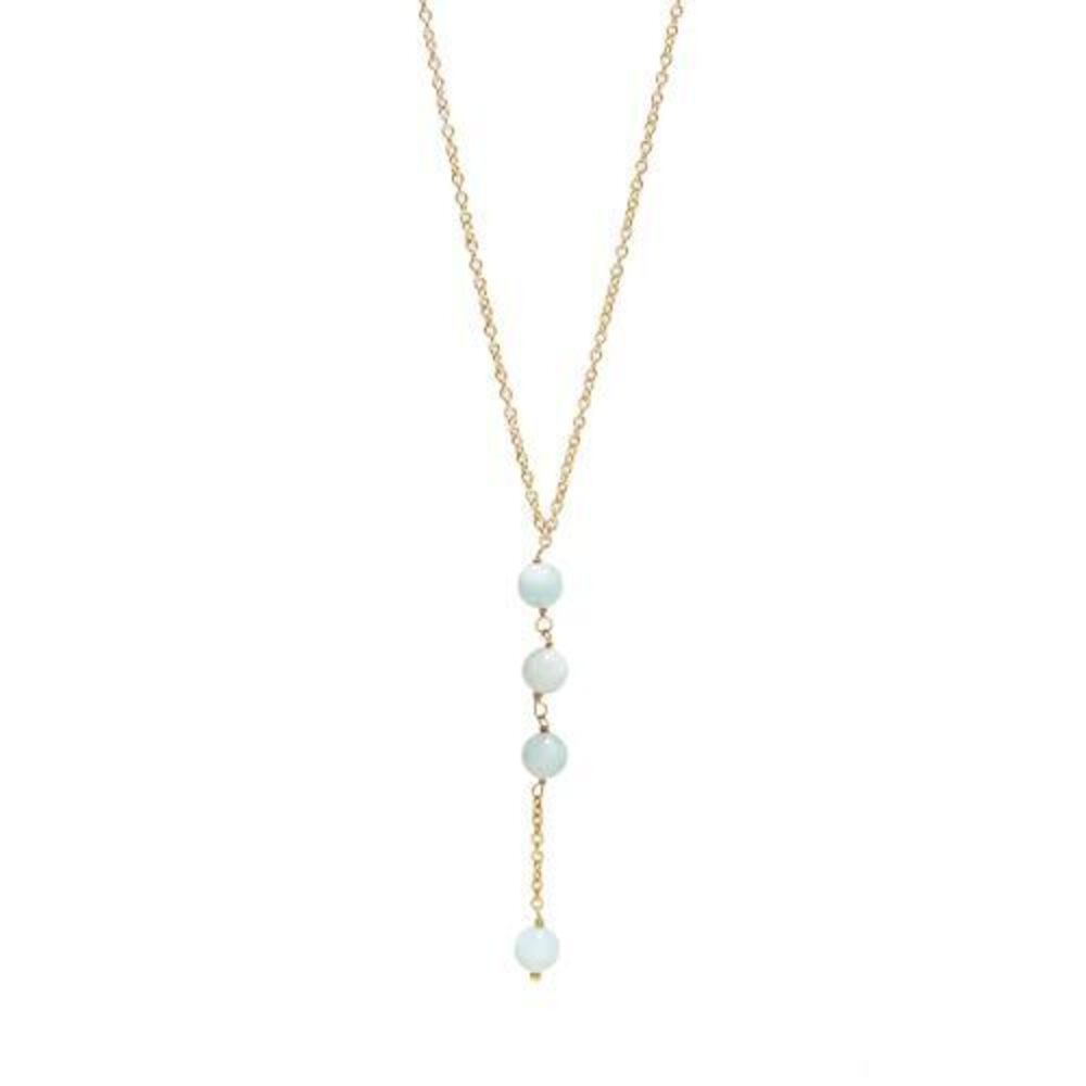 1155 Handmade Aquamarine Lariat Necklace – Natural Gemstone Jewelry – 16+2